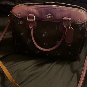Coach Floral Purple and Brown Satchel